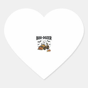 Boo-Dozer Halloween Ghost Bulldozer Design_1 Heart Sticker