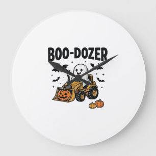 Boo-Dozer Halloween Ghost Bulldozer Design_1 Large Clock