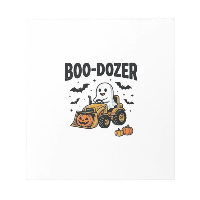 Boo-Dozer Halloween Ghost Bulldozer Design_1 Notepad (Front)