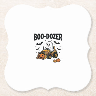Boo-Dozer Halloween Ghost Bulldozer Design_1 Paper Coaster