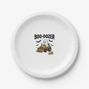 Boo-Dozer Halloween Ghost Bulldozer Design_1 Paper Plate