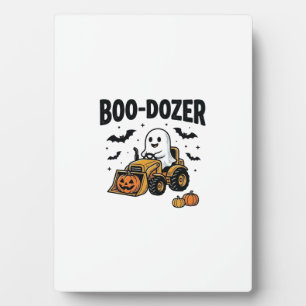 Boo-Dozer Halloween Ghost Bulldozer Design_1 Plaque