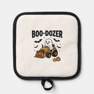 Boo-Dozer Halloween Ghost Bulldozer Design_1 Pot Holder
