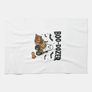 Boo-Dozer Halloween Ghost Bulldozer Design_1 Tea Towel