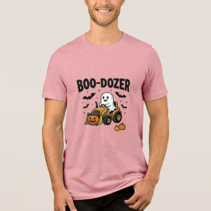 Boo-Dozer Halloween Ghost Bulldozer Design_1 Tri-Blend Shirt