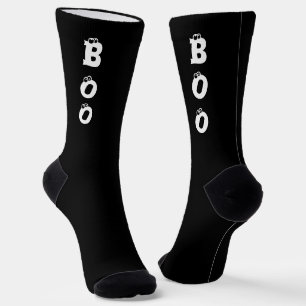 Boo eyeballs funny typography black Halloween Socks