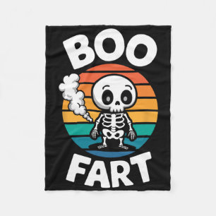Boo Fart Funny Farting Skeleton For Halloween Fleece Blanket
