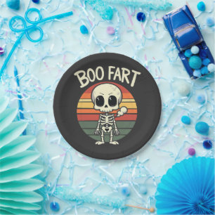 Boo fart Funny Spooky Pastel Ghost Goth Retro Paper Plate