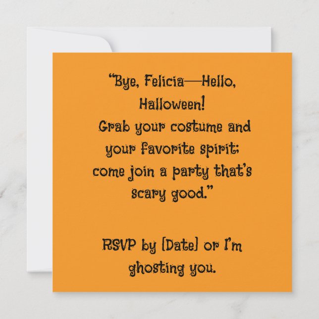  "Boo Felicia" spooky season Invitation (Back)