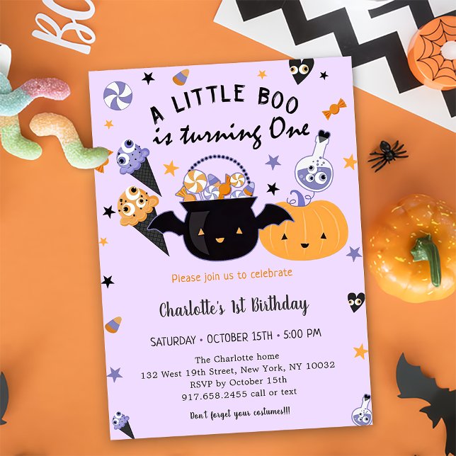 Boo First Birthday  A Little Boo Is Turning One Invitation (Creator Uploaded)