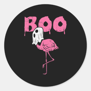Boo Flamingo Ghost Fun Halloween Animal Bird Men Classic Round Sticker