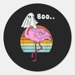 Boo Flamingo Ghost Soky Halloween Costume Bird Ani Classic Round Sticker