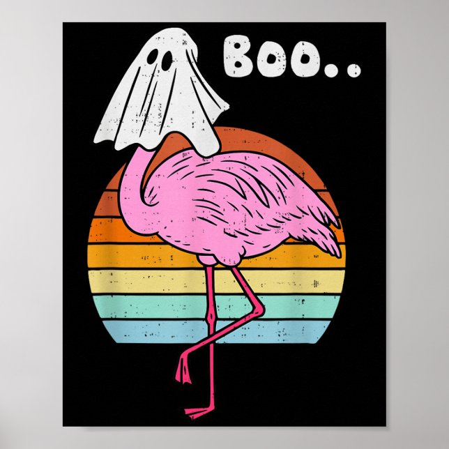 Boo Flamingo Ghost Soky Halloween Costume Bird Ani Poster (Front)