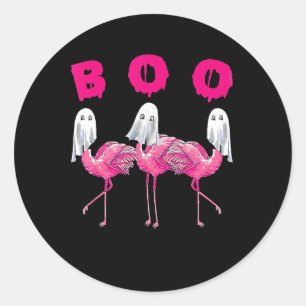 Boo Flamingo Halloween Flamingo Ghost Classic Round Sticker