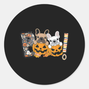 Boo French Bulldog Pumpkin Candy Dog Puppy Classic Round Sticker