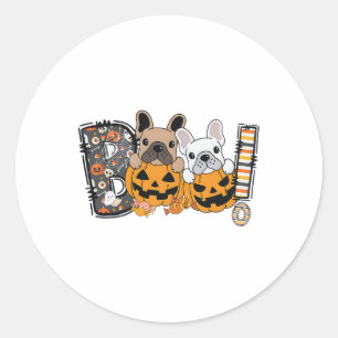 Boo French Bulldog Pumpkin Candy Dog Puppy Hallowe Classic Round Sticker