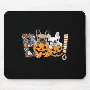 Boo French Bulldog Pumpkin Candy Dog Puppy Mouse Pad