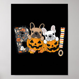 Boo French Bulldog Pumpkin Candy Dog Puppy Poster