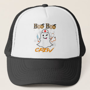 Boo Funny Crew Halloween Doctor Nurse Nursing Ghos Trucker Hat