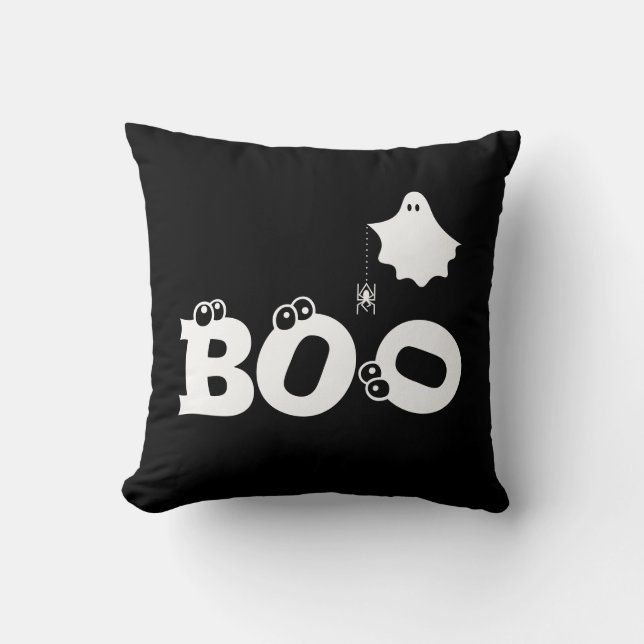 Boo Funny Cute Halloween Ghost Spider Eyeballs Cushion (Front)