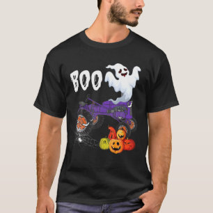 Boo Funny Halloween Ghost Boo Riding Tractor Pumpk T-Shirt