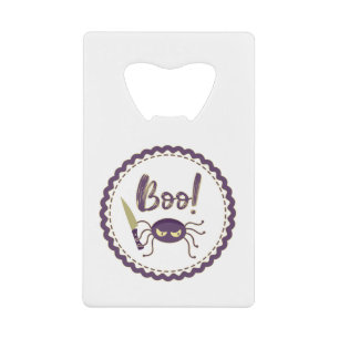 Boo funny Halloween spider character knife hand