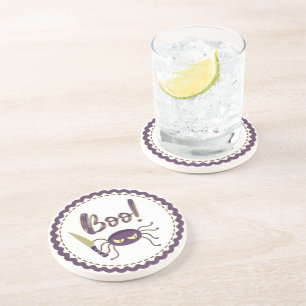 Boo funny Halloween spider character knife hand Coaster