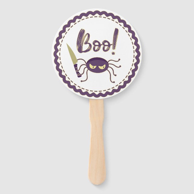 Boo funny Halloween spider character knife hand Fan (Front)