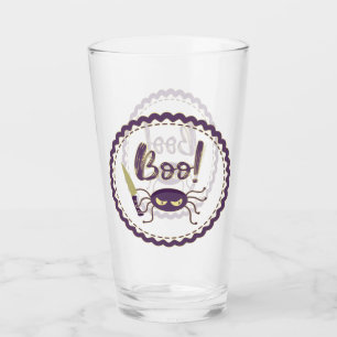 Boo funny Halloween spider character knife hand Glass