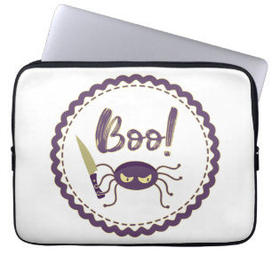 Boo funny Halloween spider character knife hand Laptop Sleeve