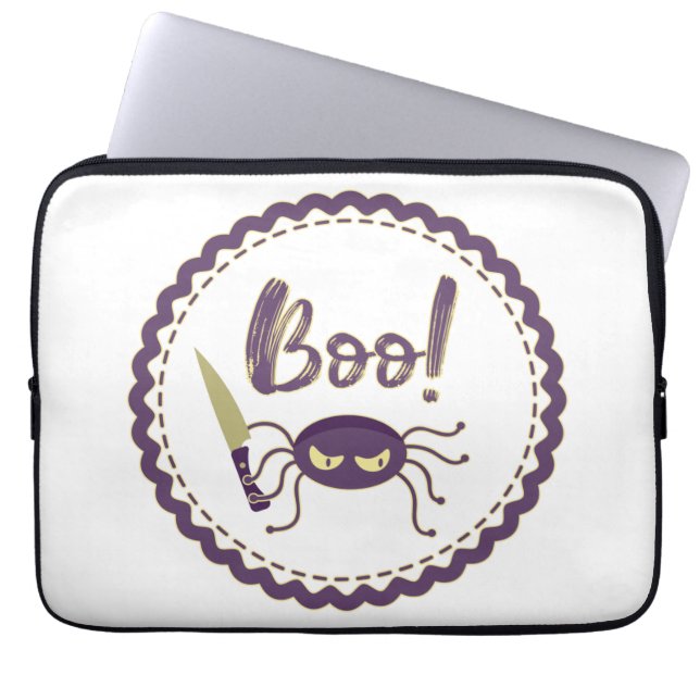Boo funny Halloween spider character knife hand Laptop Sleeve (Front)