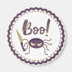 Boo funny Halloween spider character knife hand Magnet