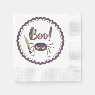 Boo funny Halloween spider character knife hand Napkin
