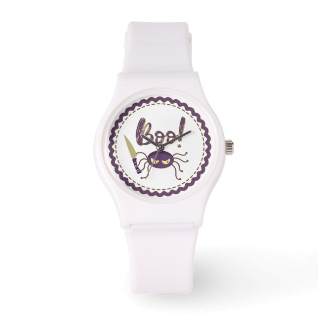 Boo funny Halloween spider character knife hand Watch (Front)