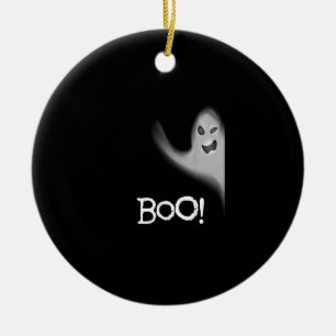 Boo Funny Hiding Peekabo Scary Halloween Ceramic Ornament