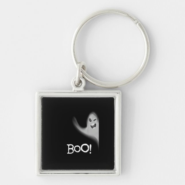 Boo Funny Hiding Peekabo Scary Halloween Key Ring (Front)