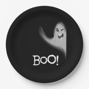 Boo Funny Hiding Peekabo Scary Halloween Paper Plate