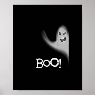 Boo Funny Hiding Peekabo Scary Halloween Poster