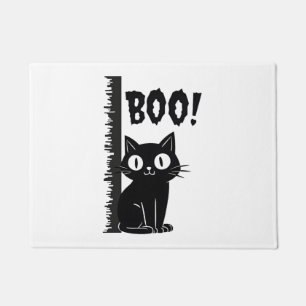 Boo! Funny Hiding Peekaboo Scary Halloween Cat Doormat