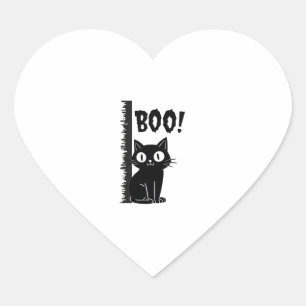 Boo! Funny Hiding Peekaboo Scary Halloween Cat Heart Sticker