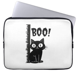 Boo! Funny Hiding Peekaboo Scary Halloween Cat Laptop Sleeve