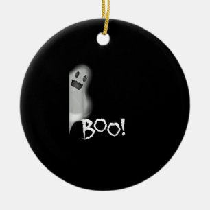 Boo! Funny Hiding Peekaboo Scary Halloween Ceramic Ornament