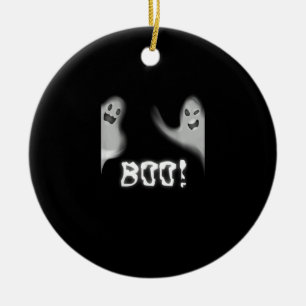 Boo! Funny Hiding Peekaboo Scary Halloween Ceramic Ornament