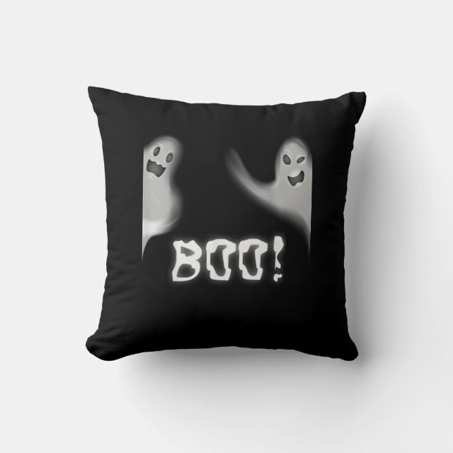 Boo! Funny Hiding Peekaboo Scary Halloween Cushion (Front)
