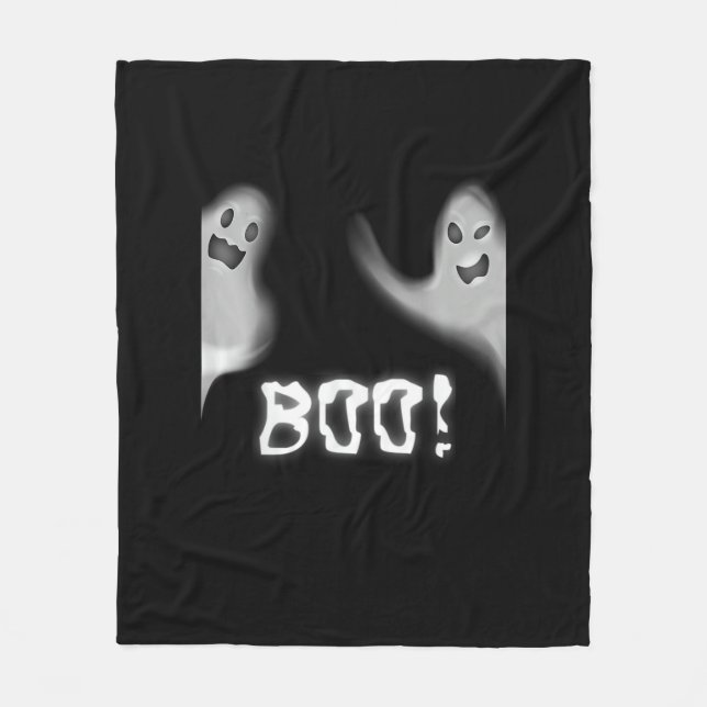 Boo! Funny Hiding Peekaboo Scary Halloween Fleece Blanket (Front)