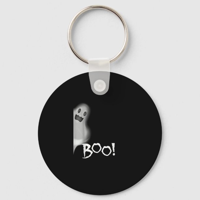Boo! Funny Hiding Peekaboo Scary Halloween Key Ring (Front)