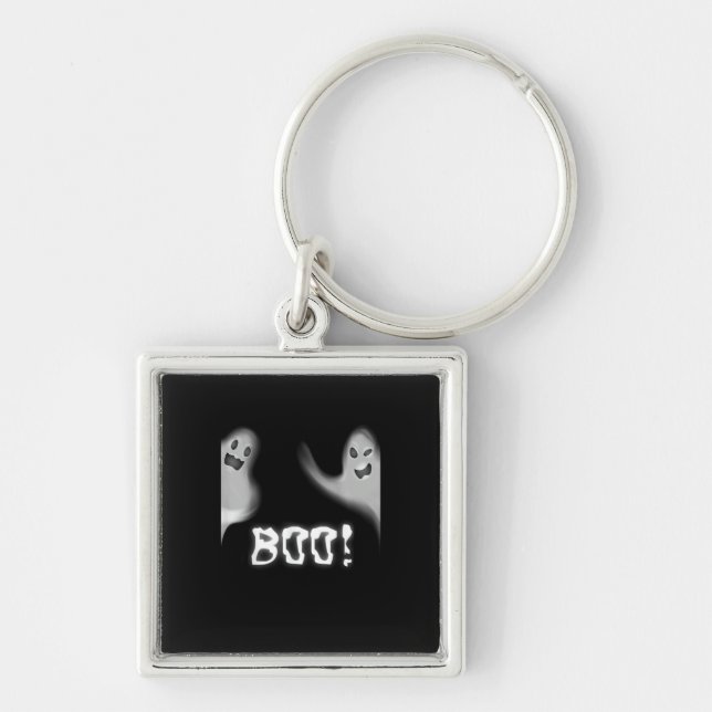 Boo! Funny Hiding Peekaboo Scary Halloween Key Ring (Front)