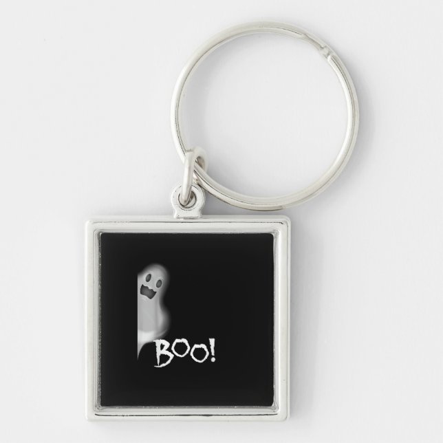 Boo! Funny Hiding Peekaboo Scary Halloween Key Ring (Front)