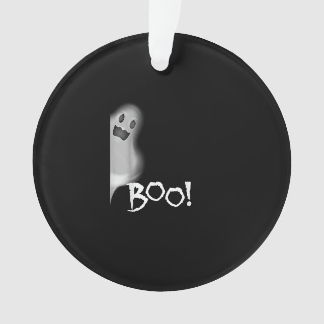 Boo! Funny Hiding Peekaboo Scary Halloween Ornament (Front)