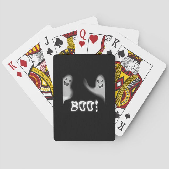 Boo! Funny Hiding Peekaboo Scary Halloween Playing Cards (Back)